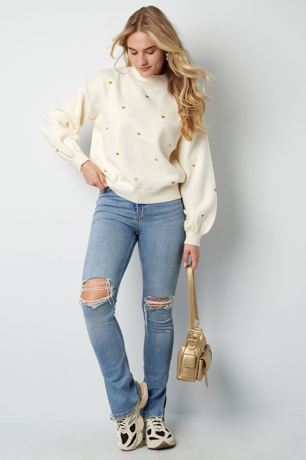 Acryl Strickpullover Casual Herz Muster Herbst/Winter