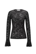 Woven Polyester Long Sleeve Tops Elegant Lace Panel