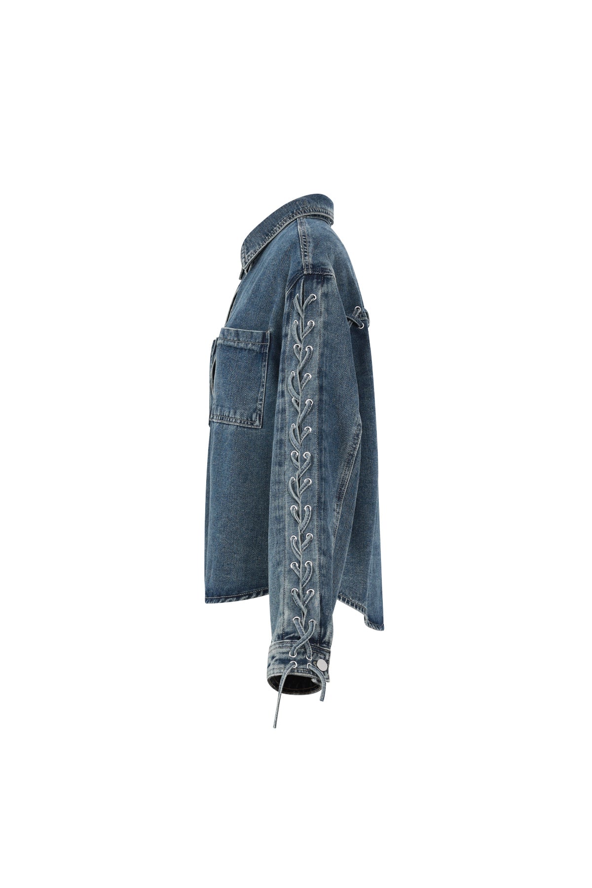 Gewebte Baumwolle Damen Jeansjacke Casual Mit Schnürung