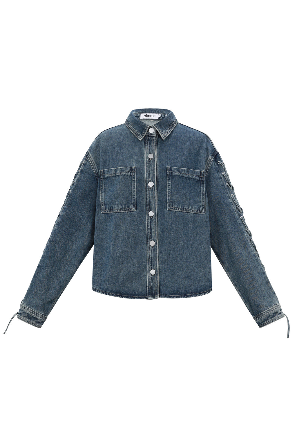 Gewebte Baumwolle Damen Jeansjacke Casual Mit Schnürung