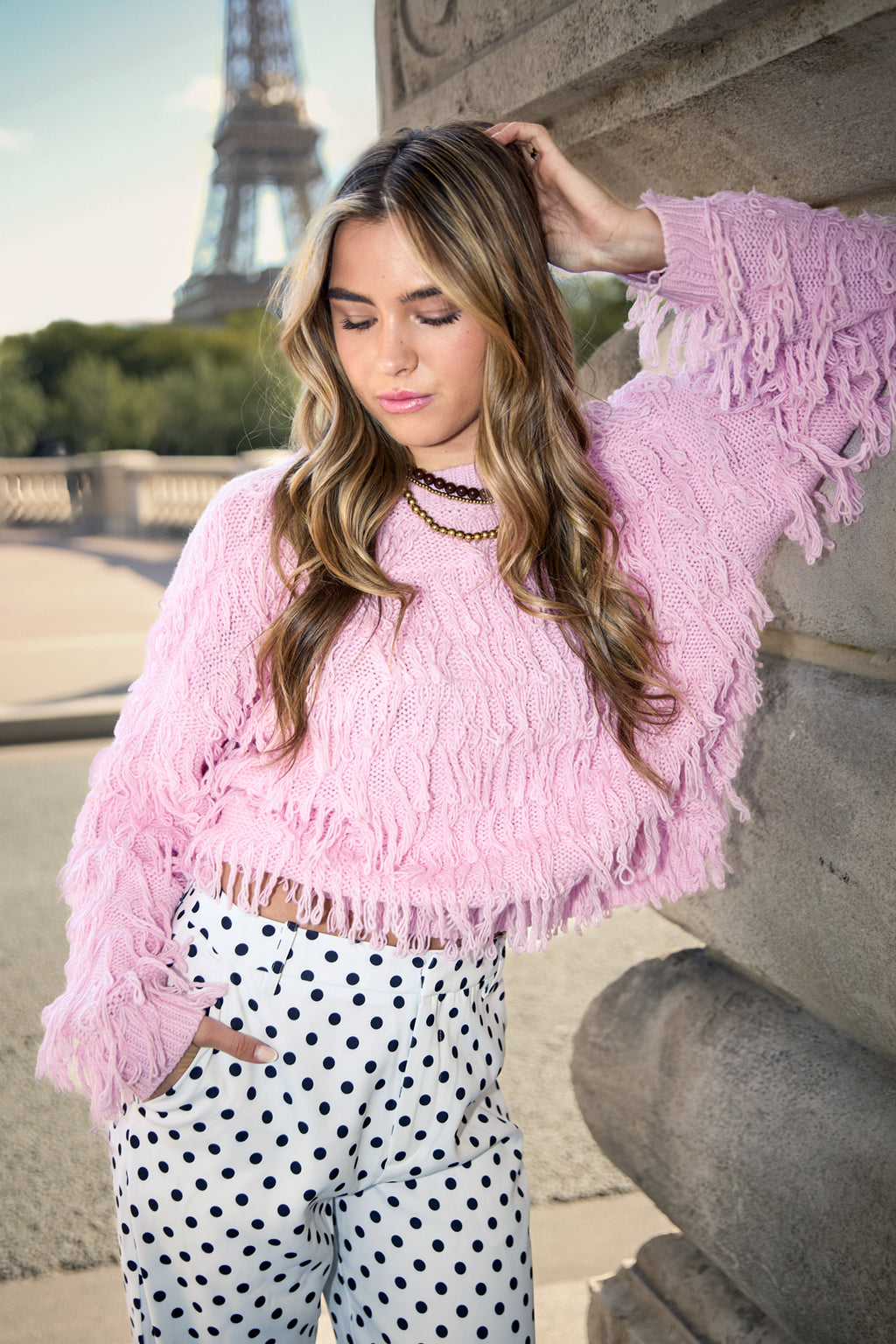 Strickpullover mit Fransen