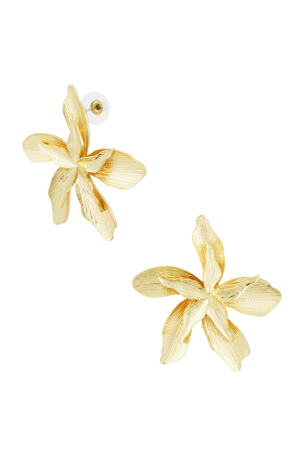 Statement-Ohrringe mit Blumenmotiv – goldfarben