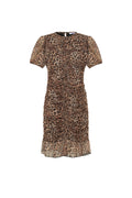 Gewebte Polyester Minikleid Elegantes Leopardenmuster Volantabschluss