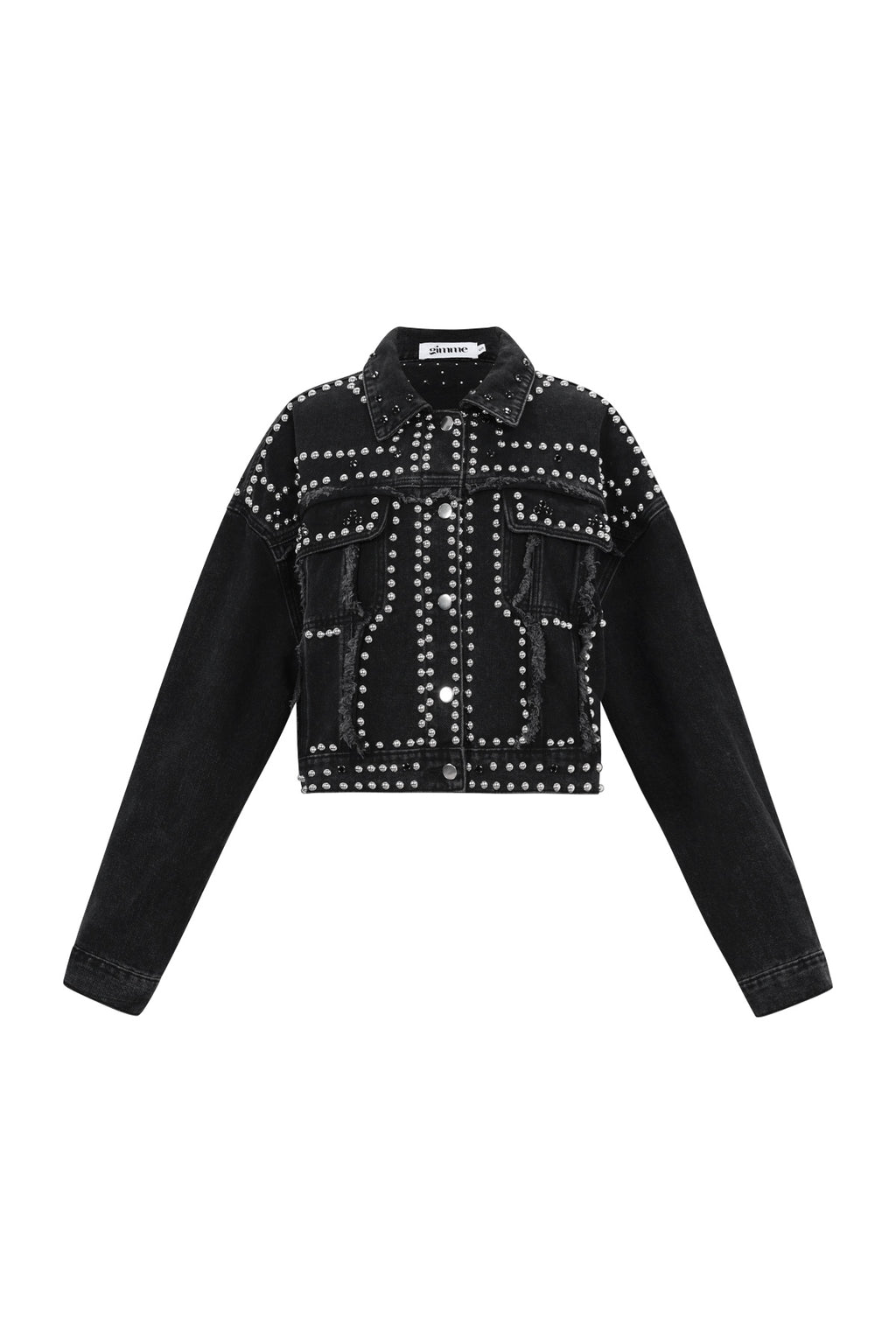 Gewebter Baumwoll Damen Jeansjacke Street Einfarbig Nieten-Design