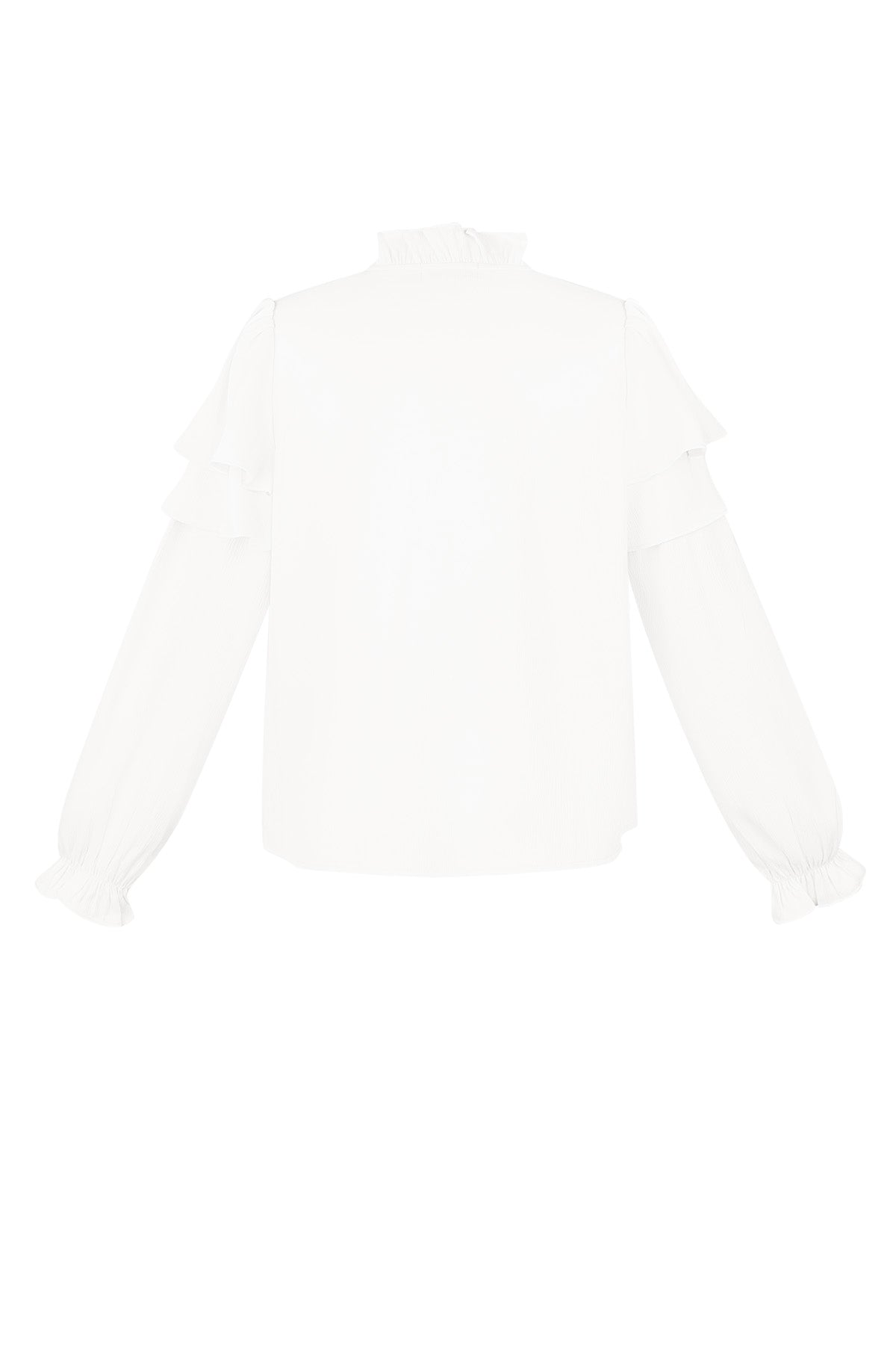 Polyester Damen Langarmshirt Mit Volants V-Ausschnitt