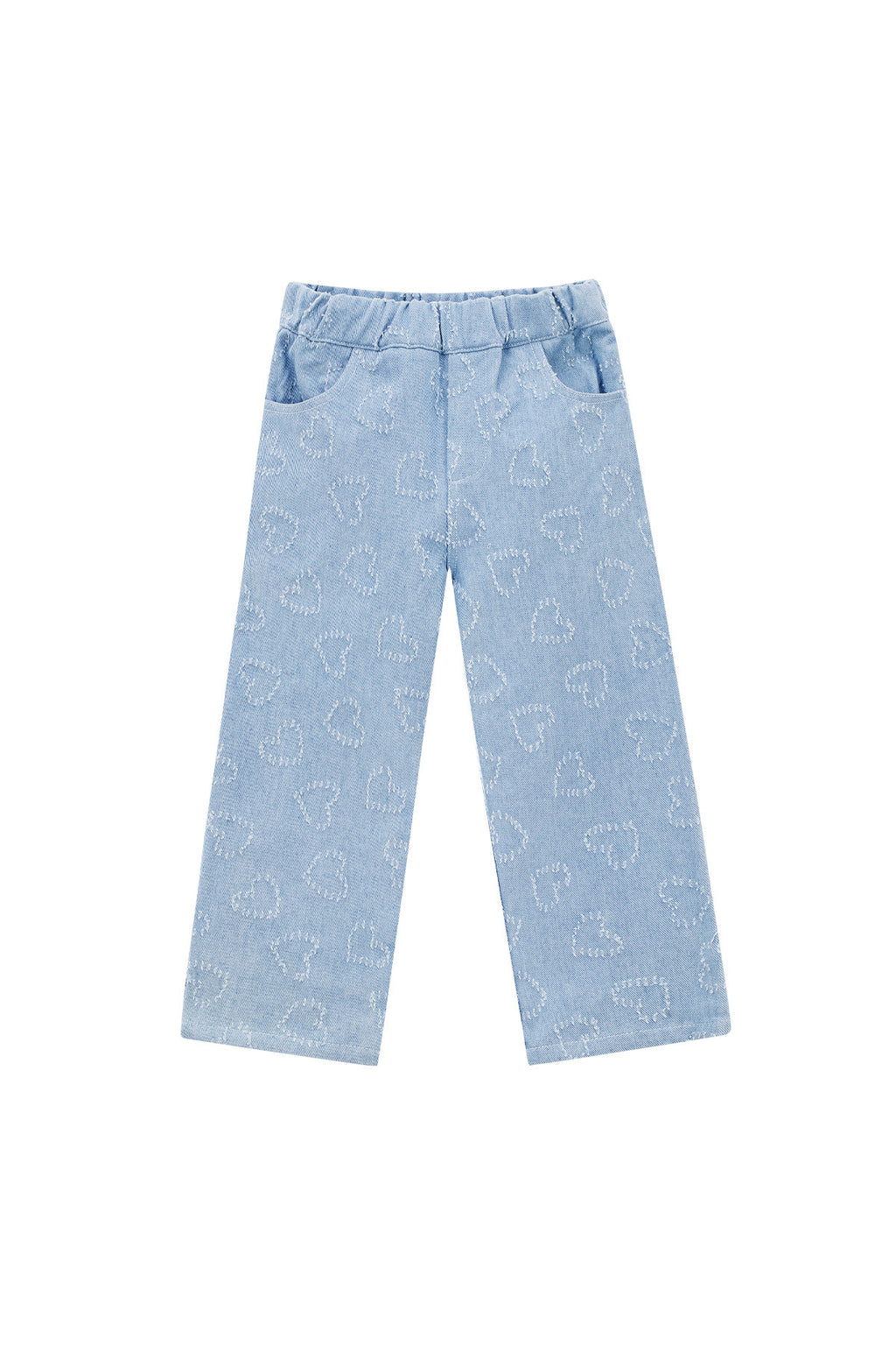 Cotton Denim Damen Gerade Hose Casual Hellblau