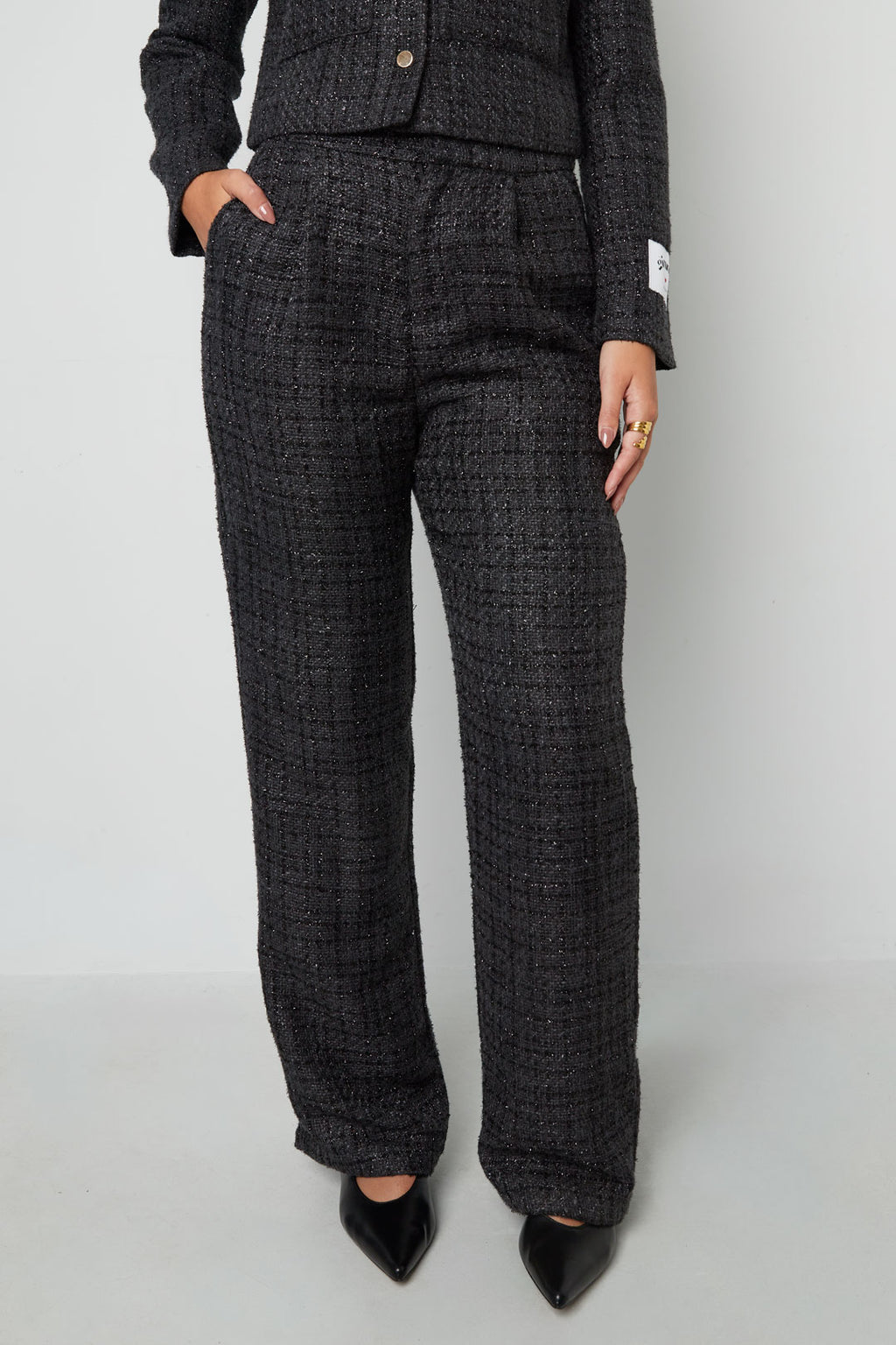 Gewebte Polyesterfasern Damen Gerade Hosen Elegantes Karomuster Herbst/Winter