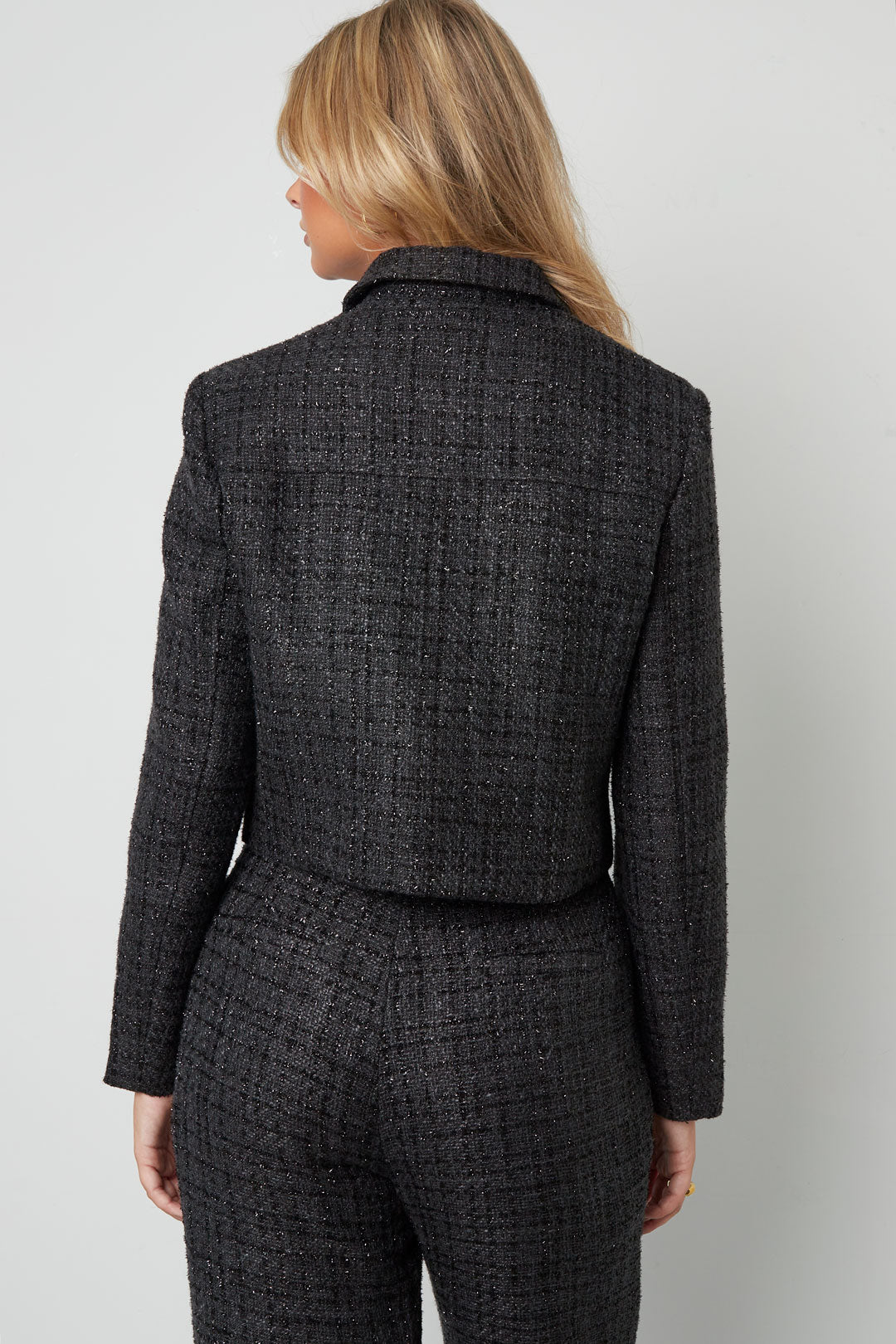 Gewebte Polyesterfasern Damenjacke Elegantes Karomuster Statement