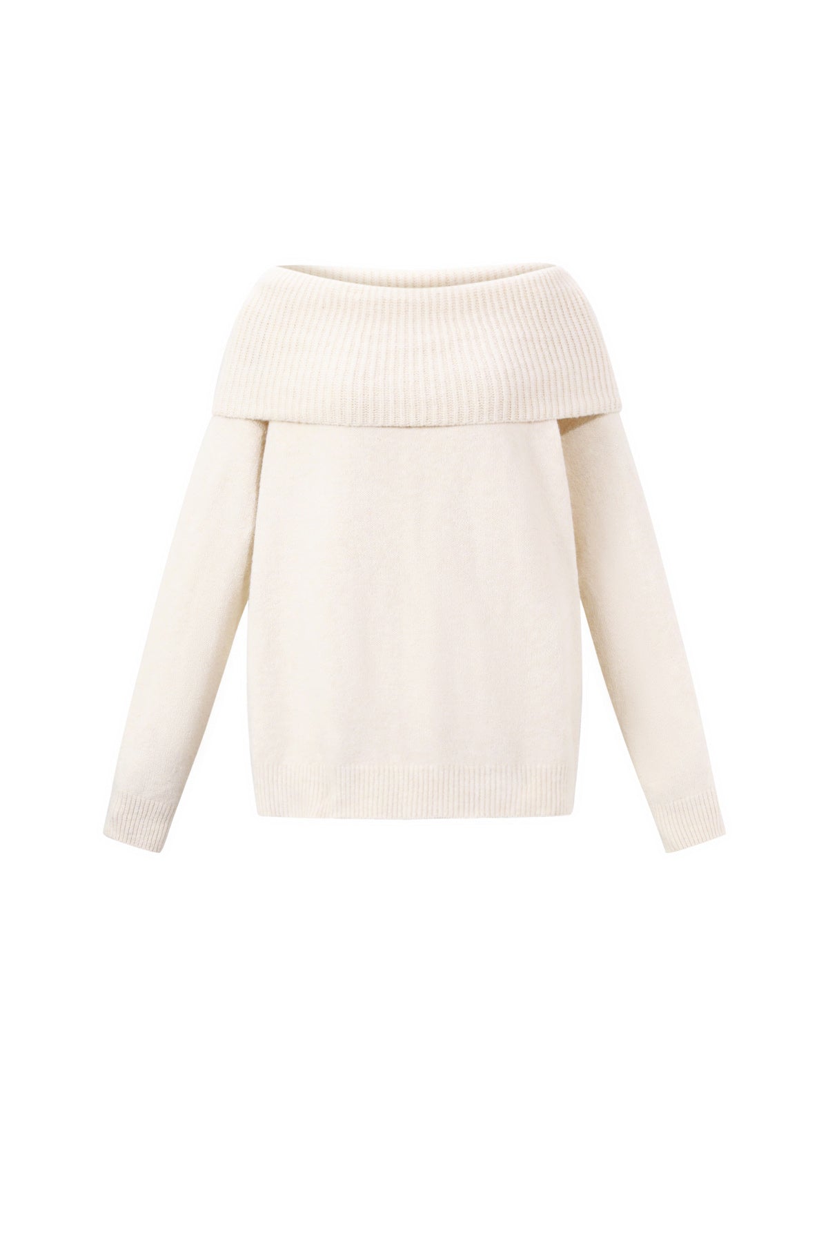Gestrickte Polyesterfaser Damen-Off-Shoulder-Pullover Elegant Einfarbig