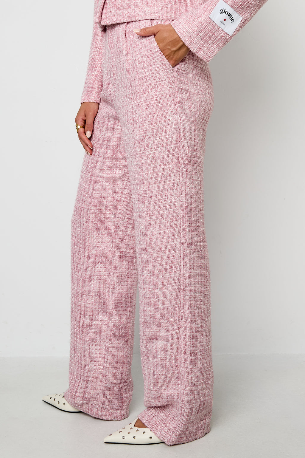 Gewebte Polyesterfasern Damen Gerade Hosen Elegantes Karomuster Herbst/Winter