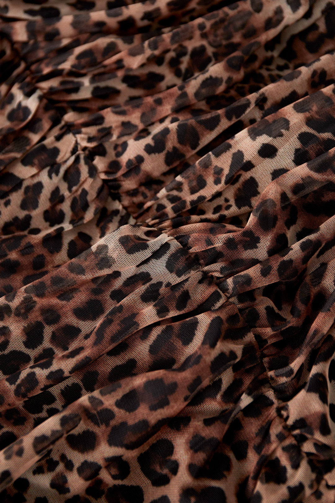 Gewebte Polyester Minikleid Elegantes Leopardenmuster Volantabschluss